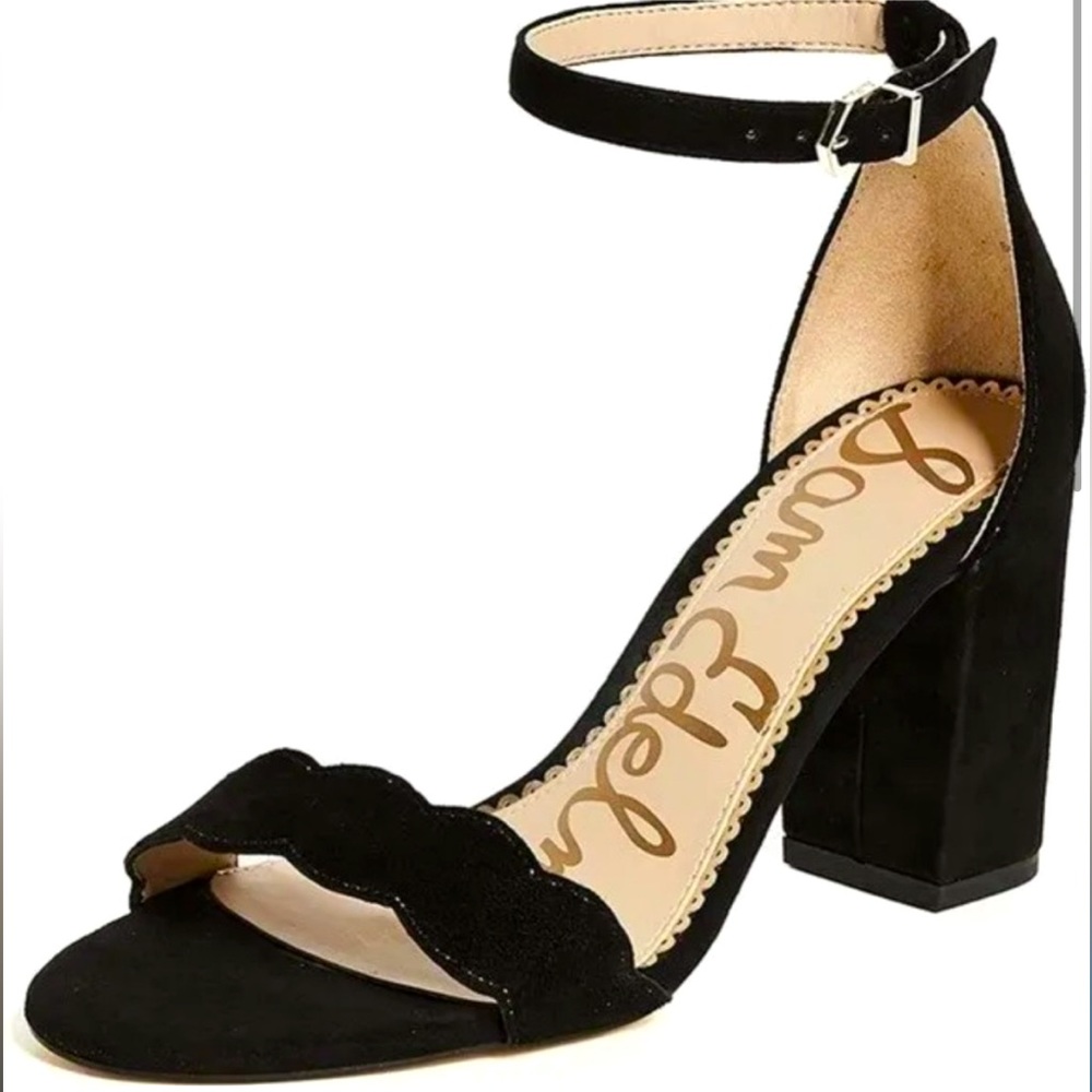Sam Edelman Odila Scalloped Heel in Black Suede